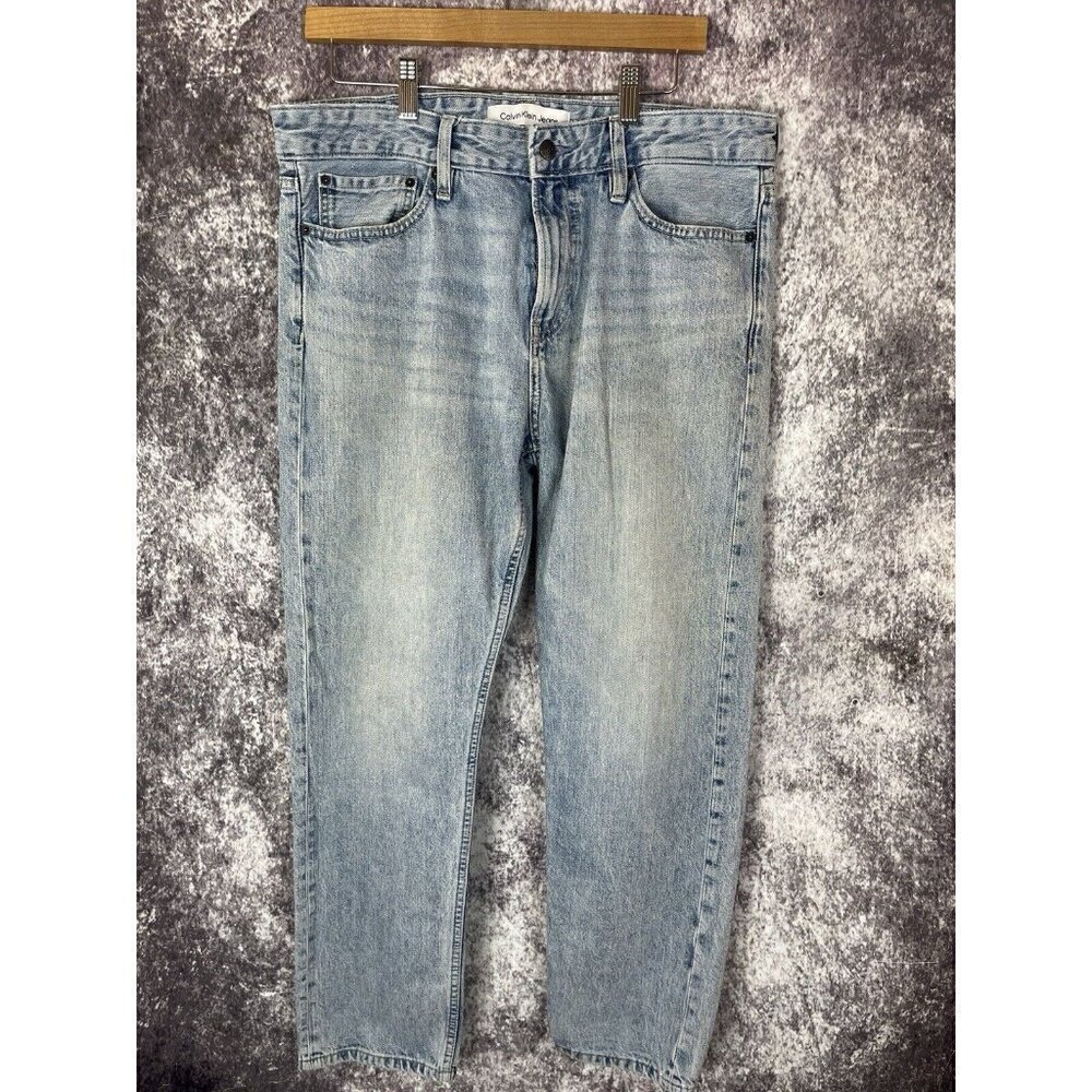 CALVIN KLEIN JEANS Mens 34x30‎ Blue Medium Denim Slim Straight Classic Quality